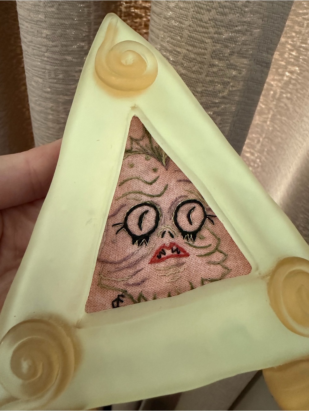 Whimsy Embroidered Monster Lady with Frame